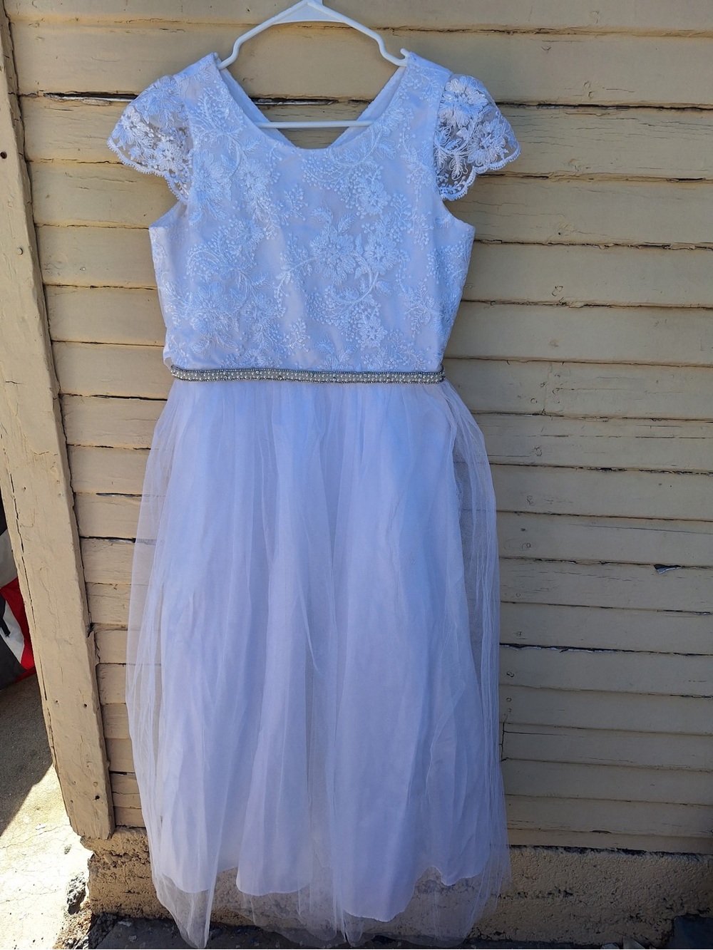 July best kid Lace & Tulle Girls' Party Dress with Beaded Waist